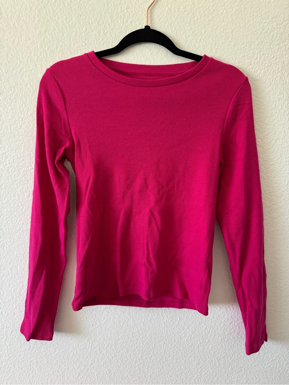 GAP Long Sleeve Crewneck Top - Bright Pink